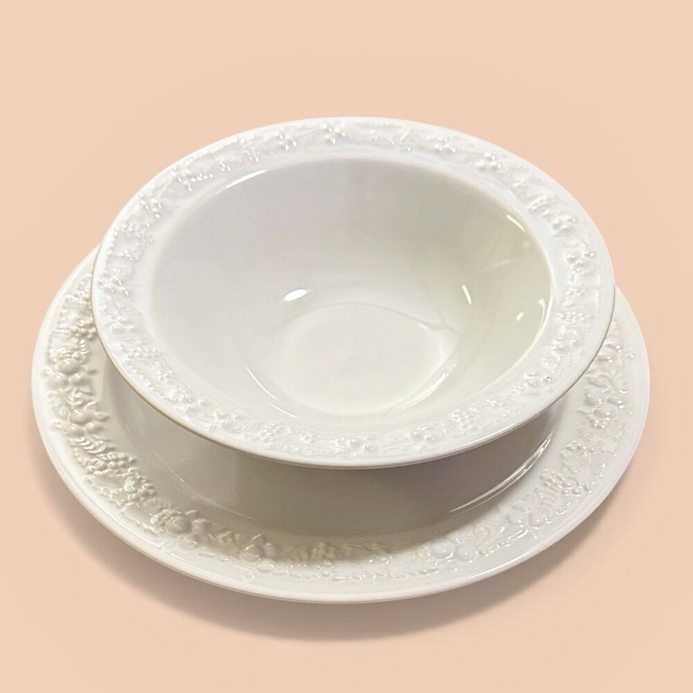 Vintage Homer Laughlin Theme Eggshell 2-Piece Set - Chop Plate & Vegetable Bowl